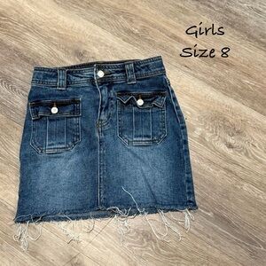 Denim Frayed Hem Skirt